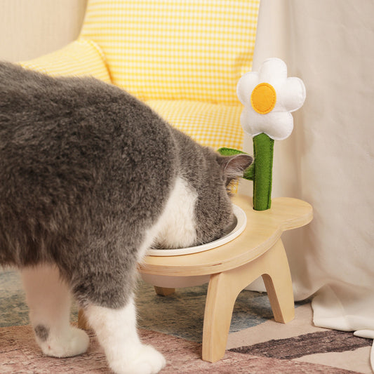 Dining Bowl Pet High Foot Cat Oblique Mouth Food Holder Care Neck